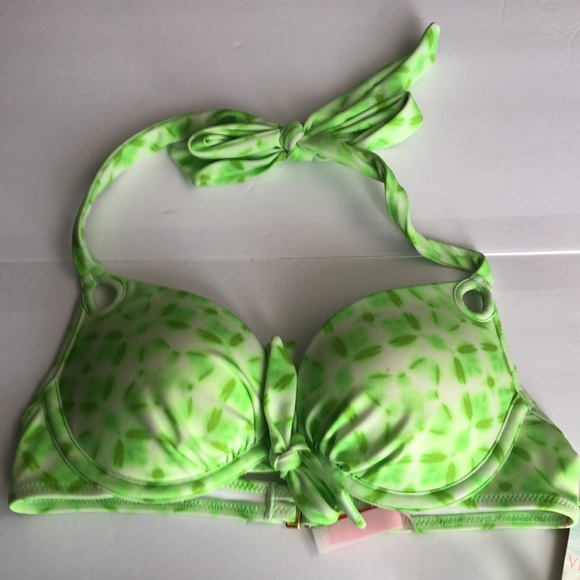 Victoria’s Secret Two Piece Green and White Padded Bathing Suit Size XS - Picture 3 of 8